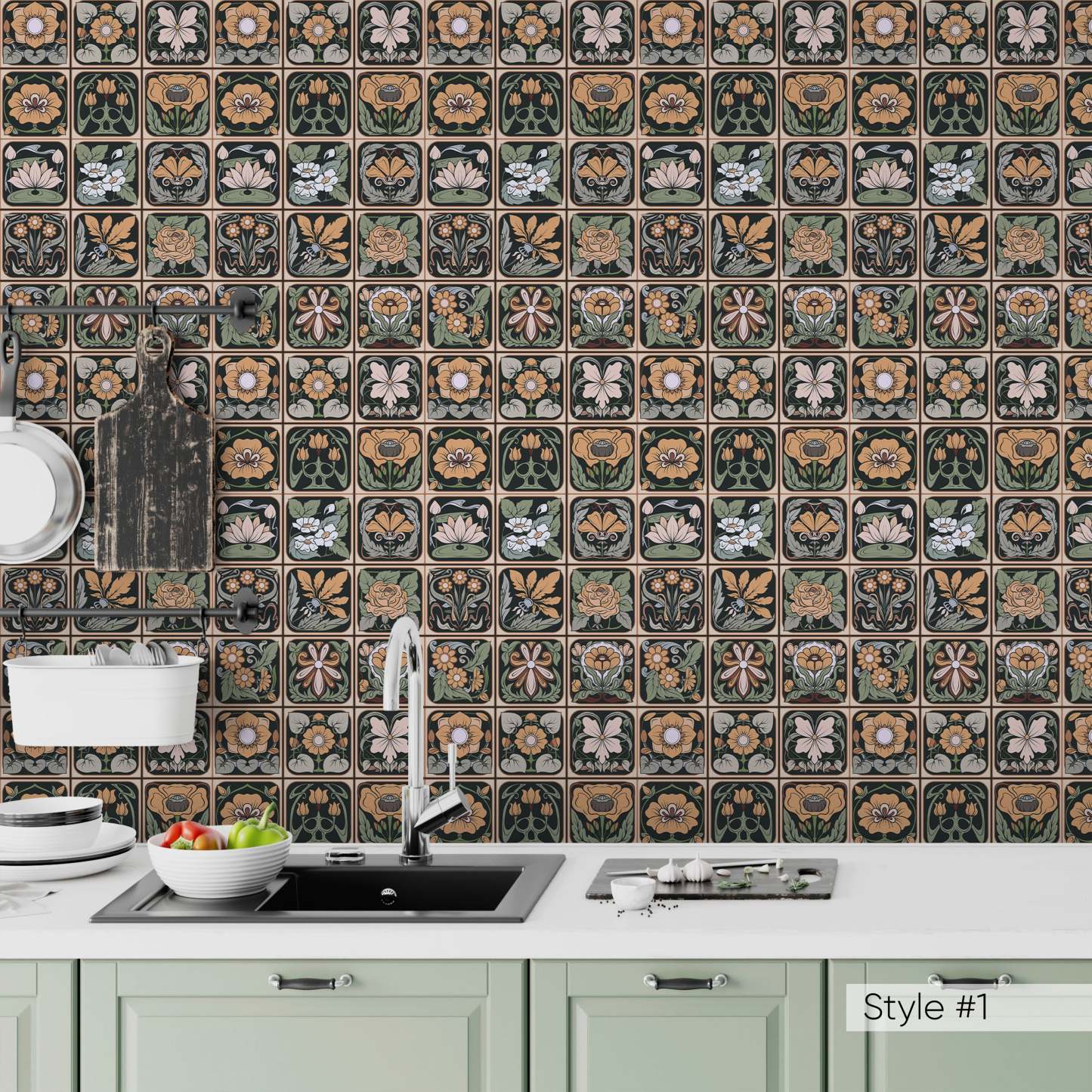 Papier peint vintage à motifs floraux