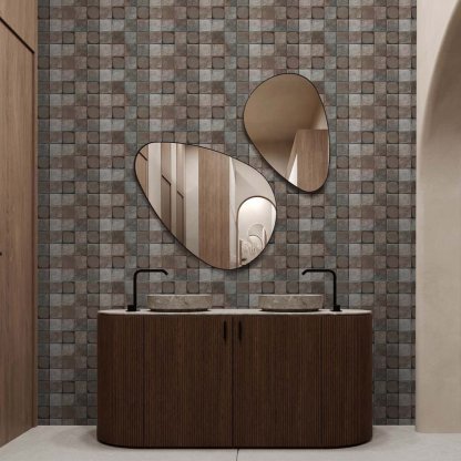 Papier peint à carreaux carrés bruns et gris