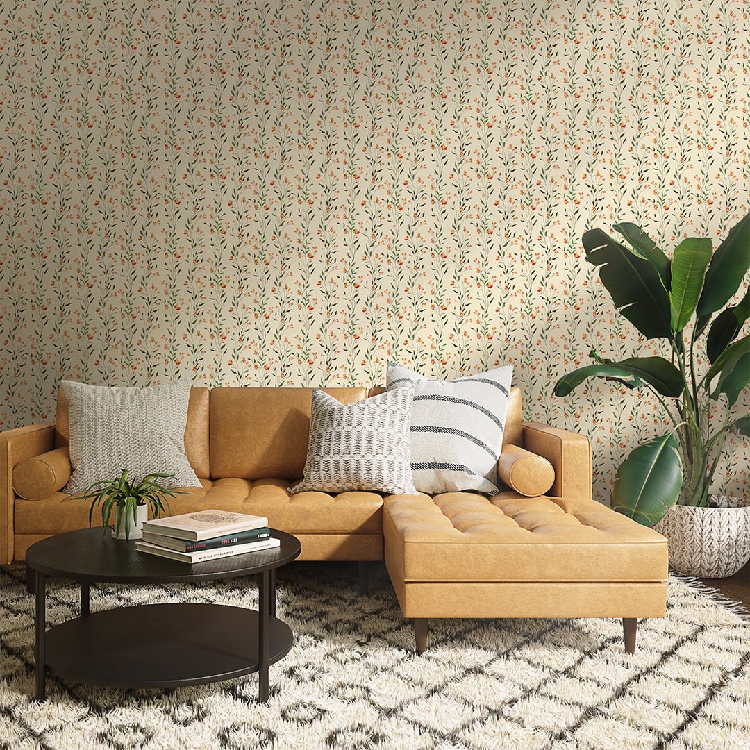 Papier peint à mini-fleurs jaunes