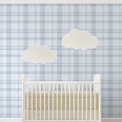 Papier peint à carreaux bleus style ferme