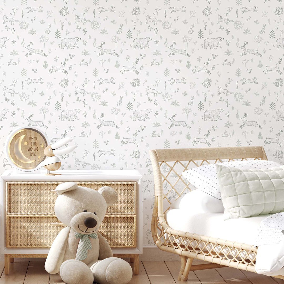 Papier peint Animaux de la forêt verte