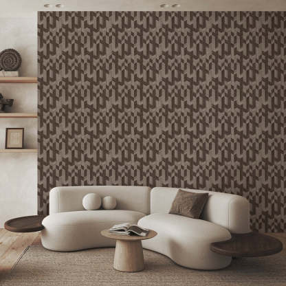 Papier peint mosaïque bois marron beige