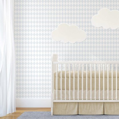 Papier peint losanges bleu poudré