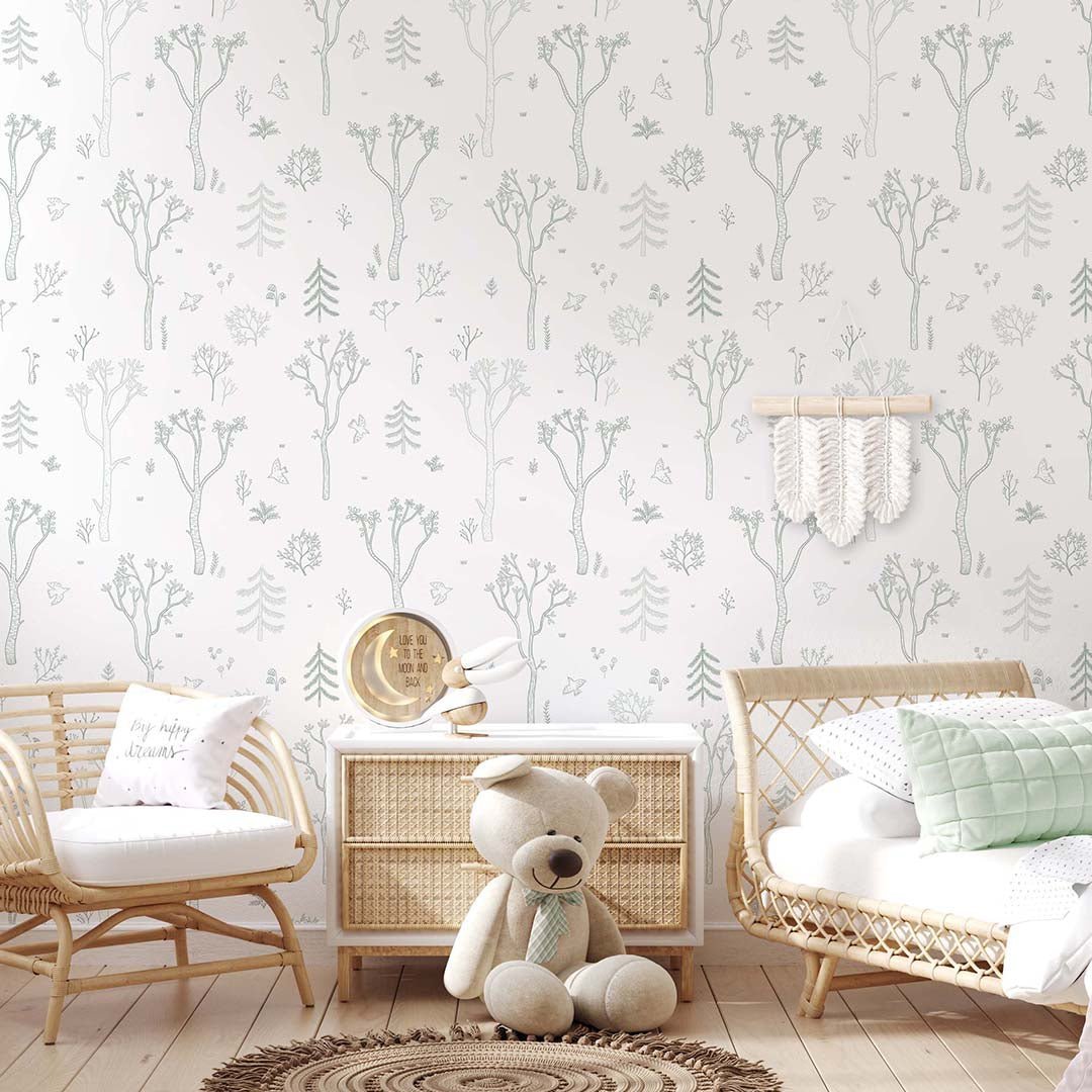 Papier peint Forêt d'arbres verts