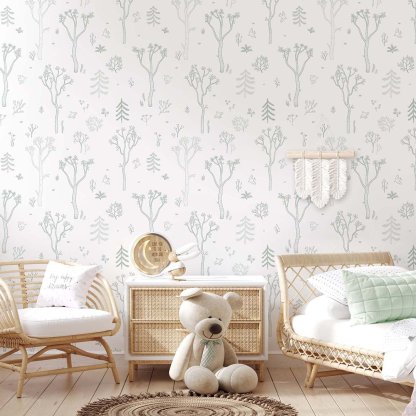 Papier peint Forêt d'arbres verts