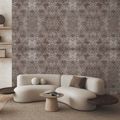 Papier peint damassé marron vintage