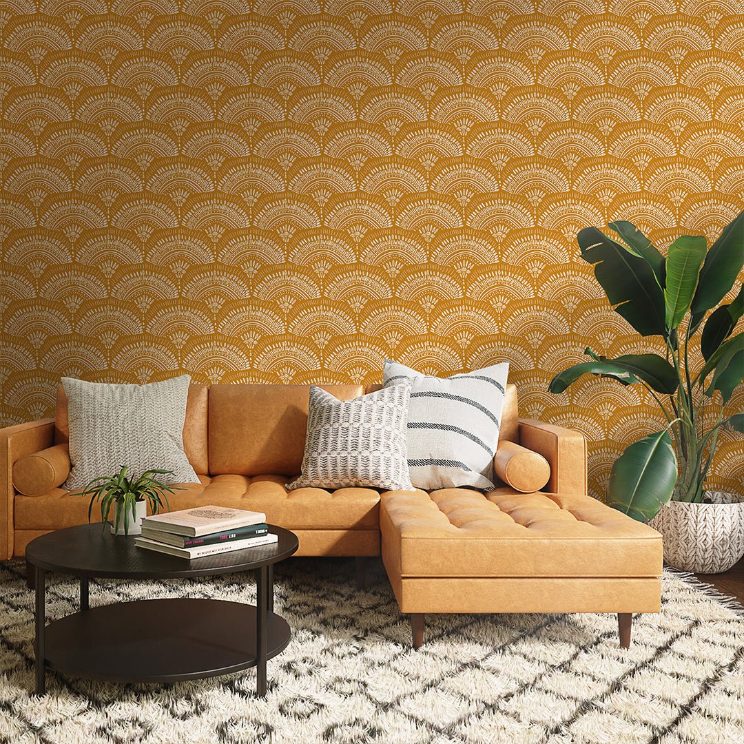 Papier peint éventail africain orange