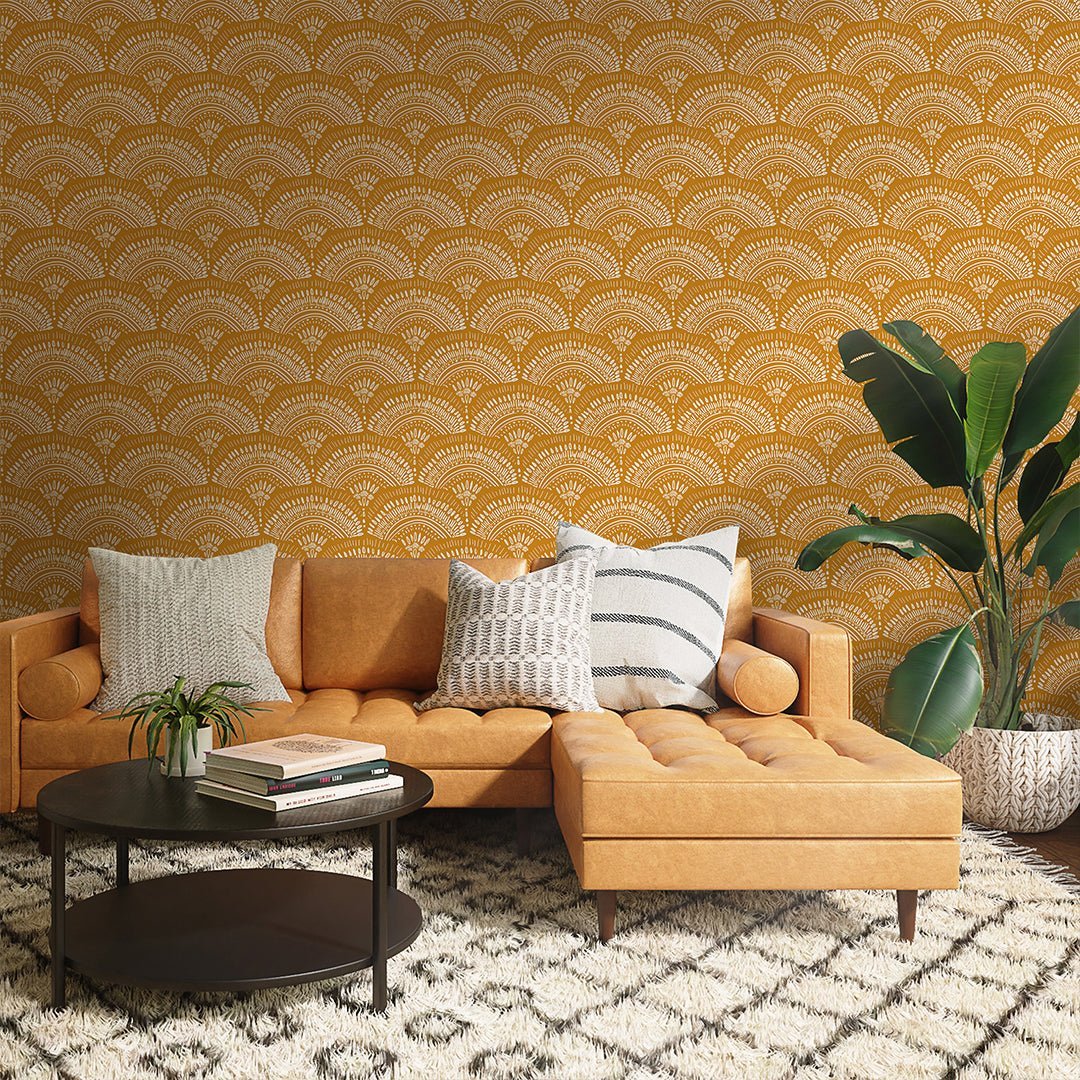 Papier peint éventail africain orange