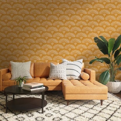 Papier peint éventail africain orange