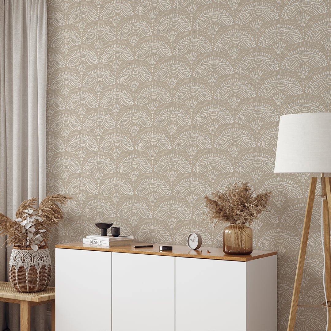 Papier peint éventail africain beige