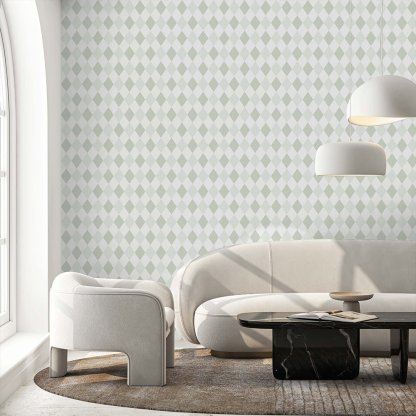 Papier peint à losanges verts bicolores