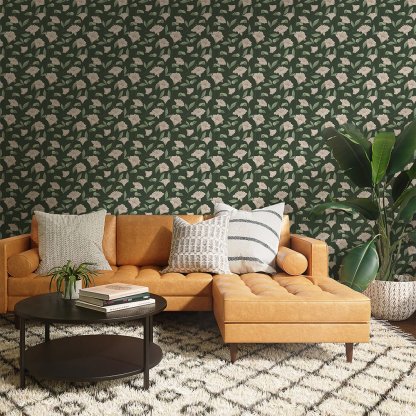 Papier peint campanule beige