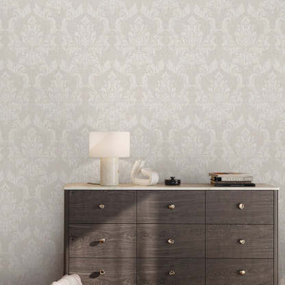 Papier peint damassé classique beige