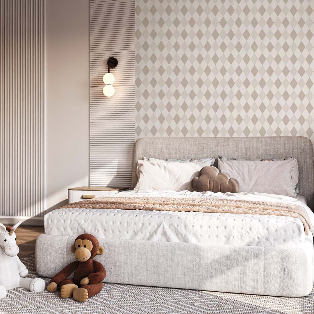 Papier peint losanges beige bicolore