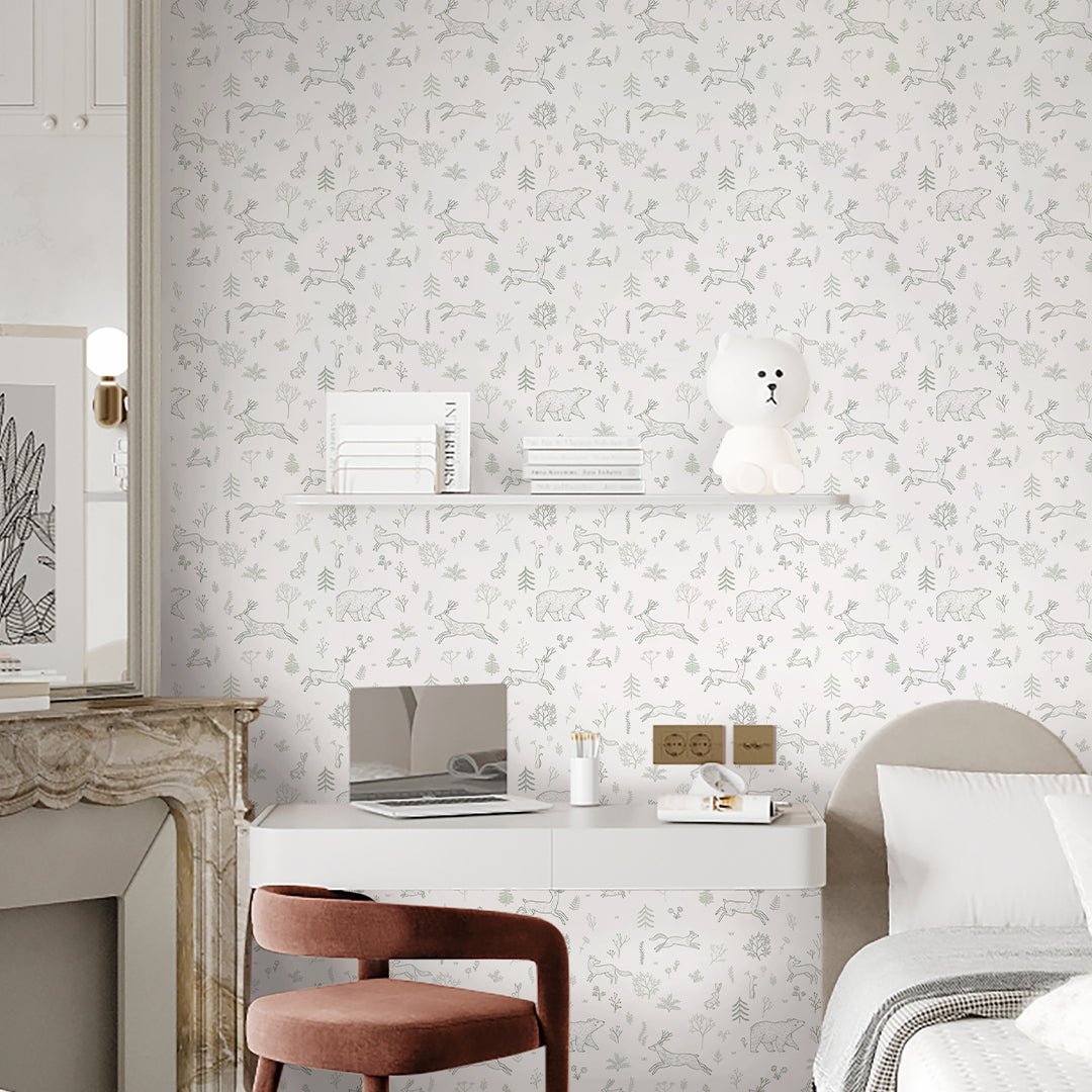 Papier peint Animaux de la forêt verte