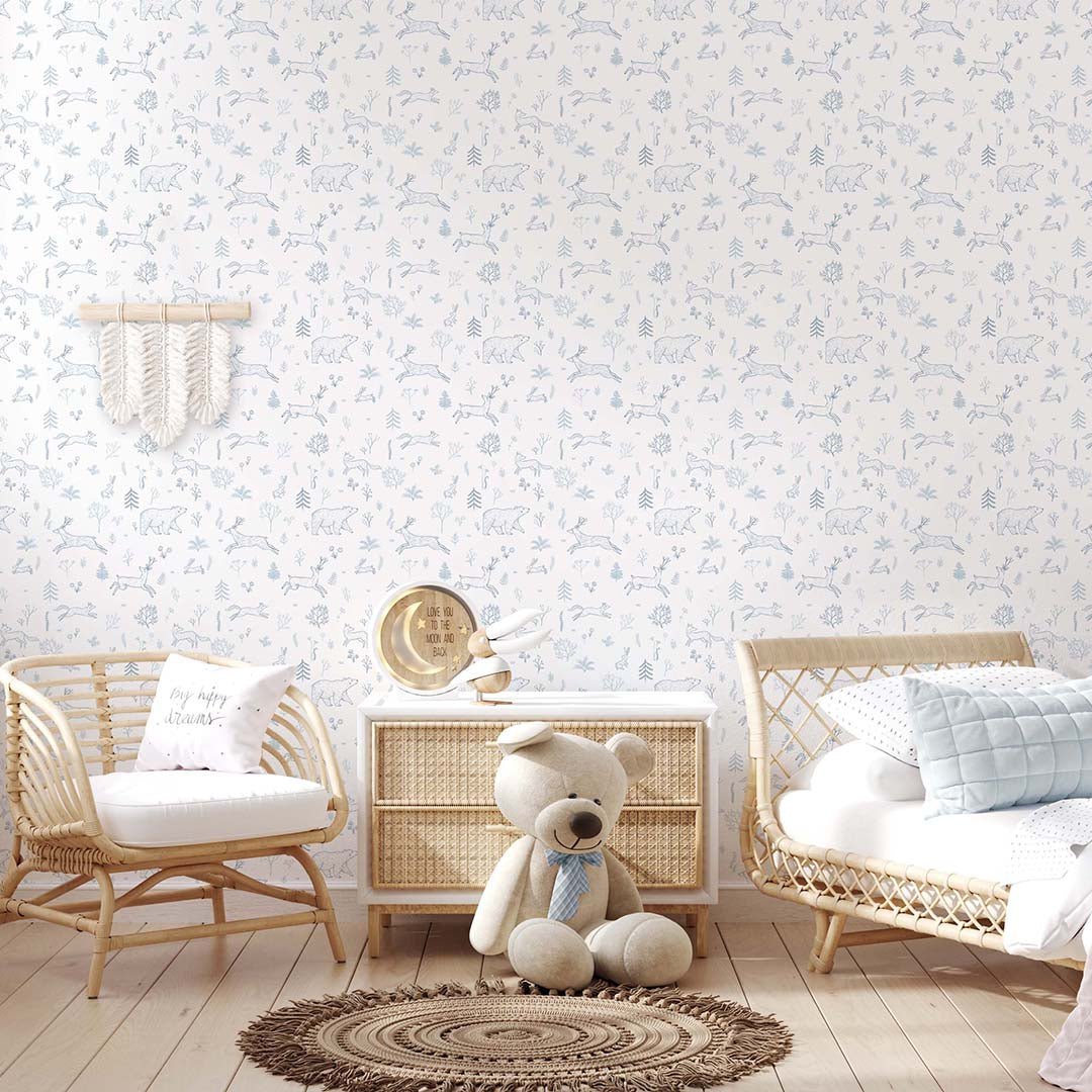 Papier peint Animaux de la forêt bleue