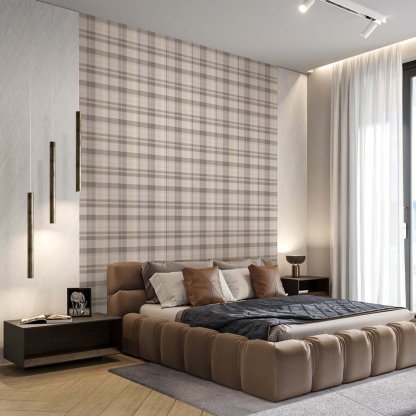 Papier peint à carreaux beige et marron