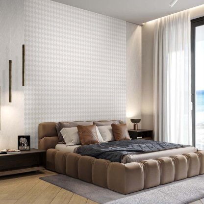 Papier peint à losanges beige pastel