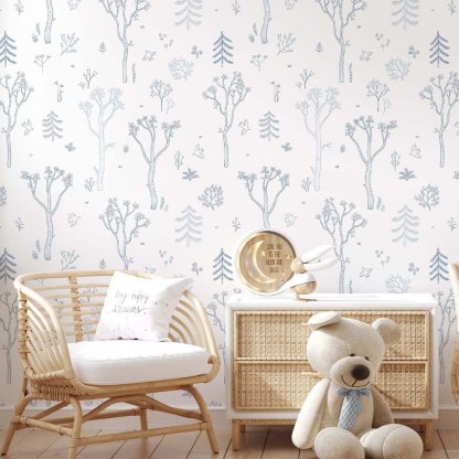 Papier peint Forêt d'arbres bleus