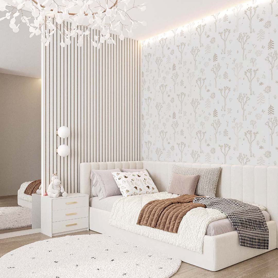 Papier peint Forêt d'arbres beige