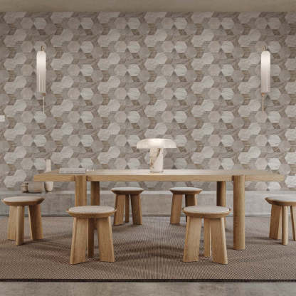 Papier peint mosaïque nid d'abeille en marbre