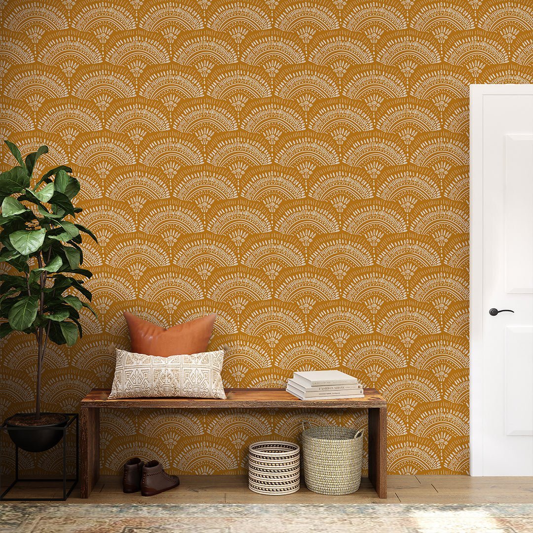 Papier peint éventail africain orange