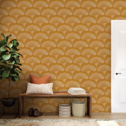 Papier peint éventail africain orange