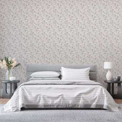 Papier peint à fleurs grises