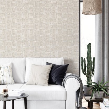 Papier peint beige à symboles africains