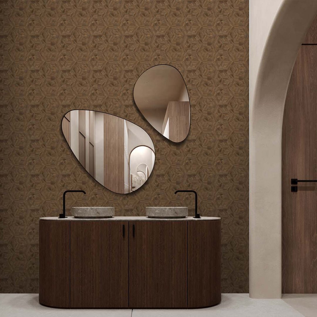 Papier peint mosaïque en placage de bois