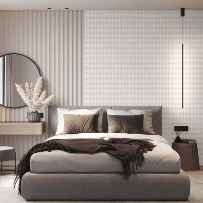 Papier peint à losanges beige pastel