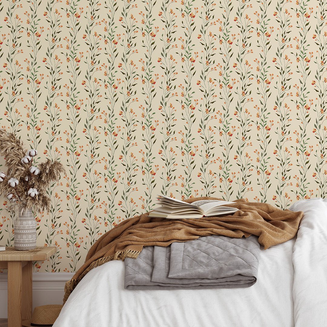 Papier peint à mini-fleurs jaunes