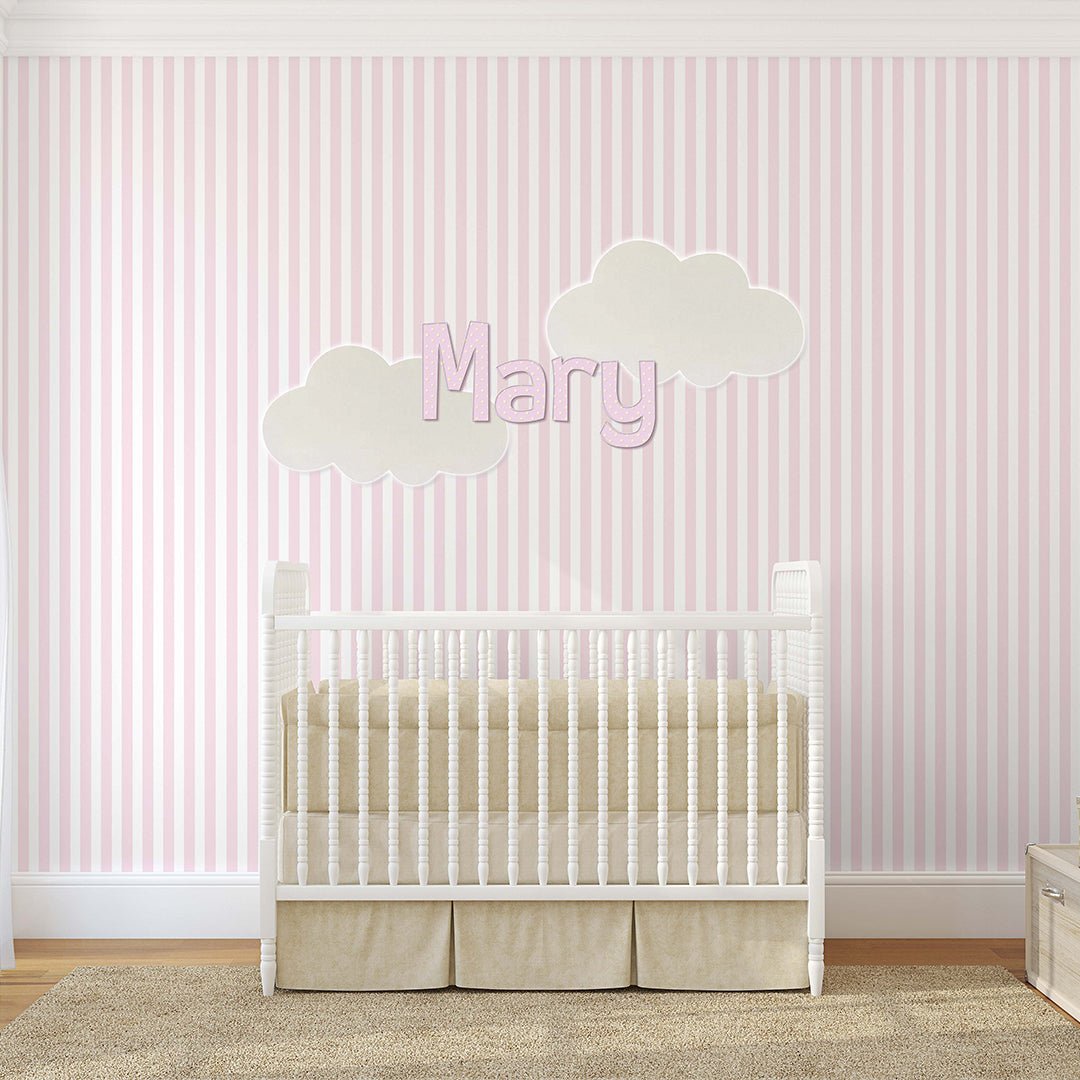 Papier peint à rayures rose clair