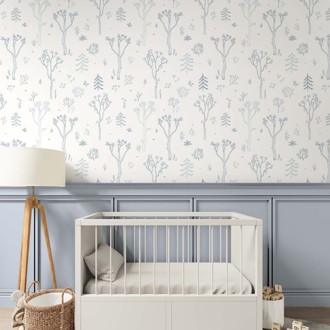 Papier peint Forêt d'arbres bleus