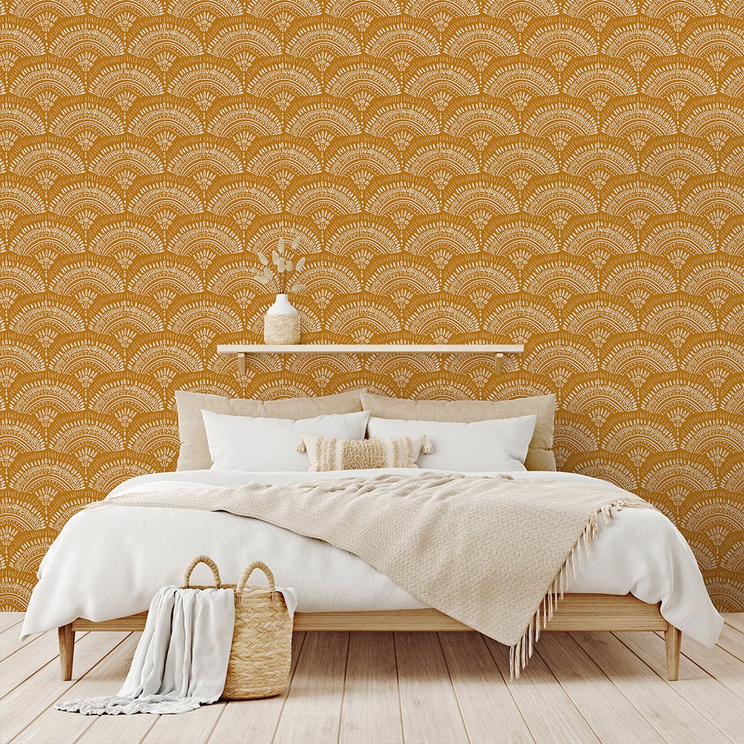 Papier peint éventail africain orange