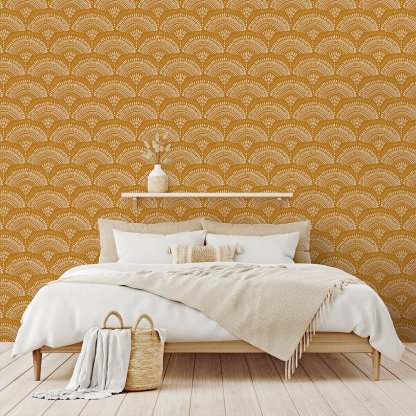 Papier peint éventail africain orange