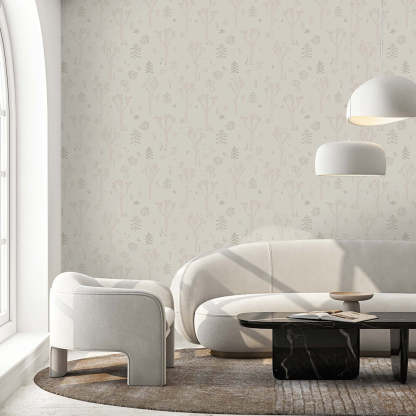 Papier peint forêt d'arbres beige et marron