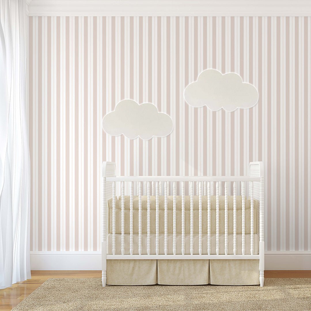 Papier peint à rayures pêche pastel
