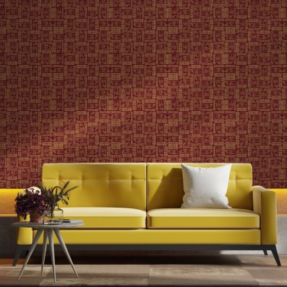 Papier peint bordeaux à symboles africains