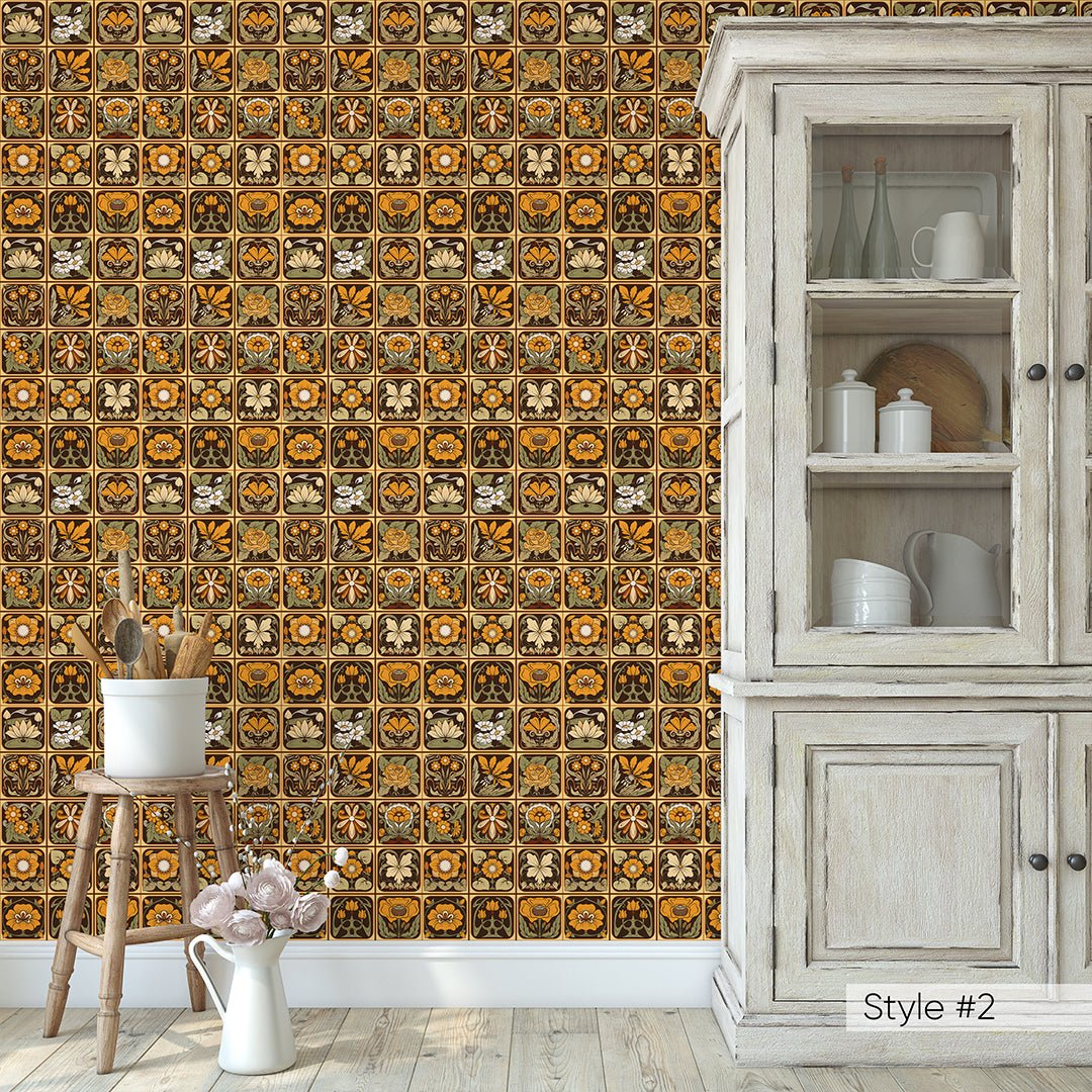 Papier peint vintage à motifs floraux