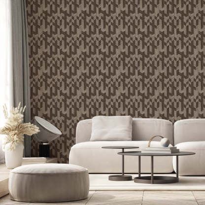 Papier peint mosaïque bois marron beige