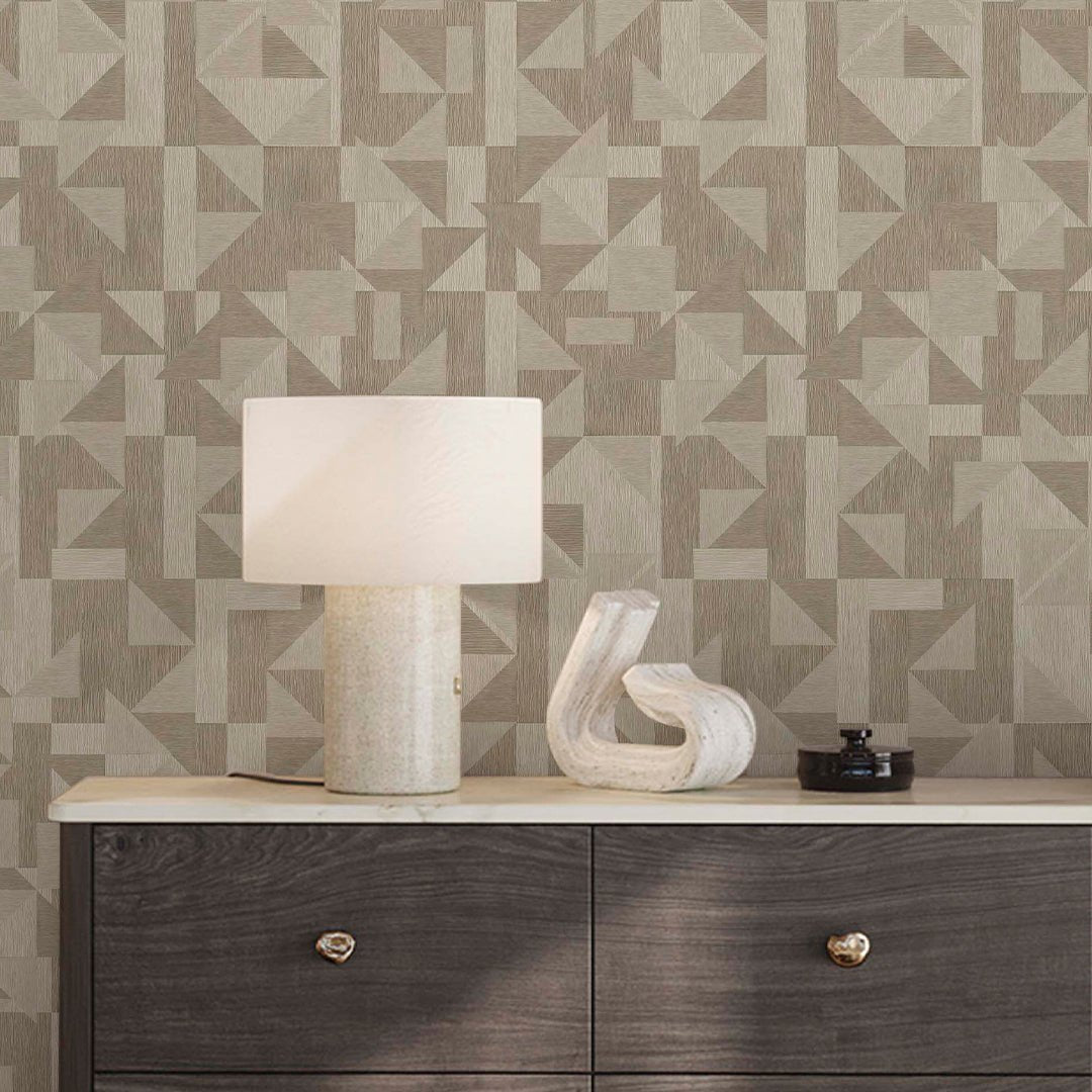 Papier peint mosaïque lin beige