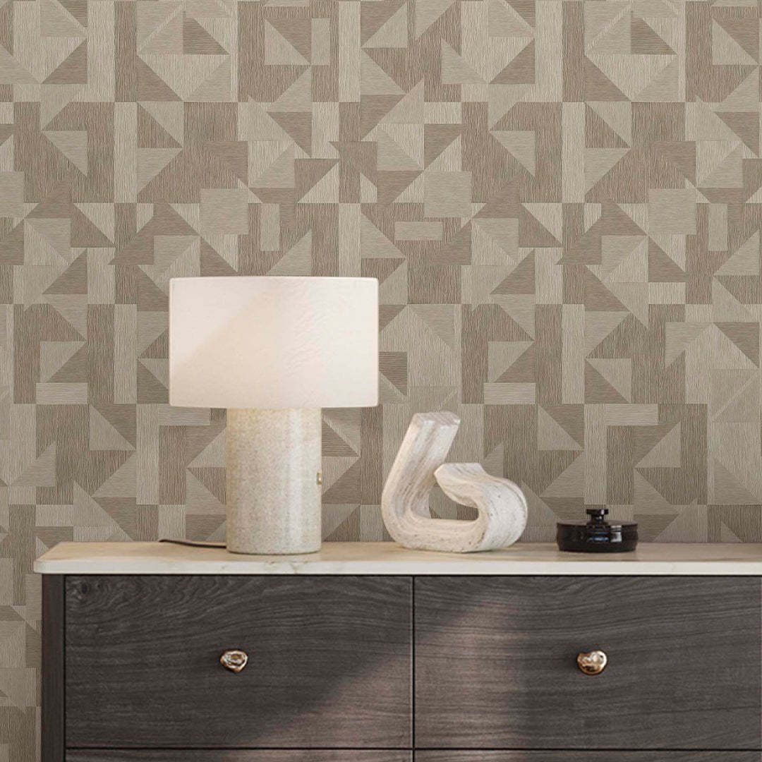 Papier peint mosaïque lin beige