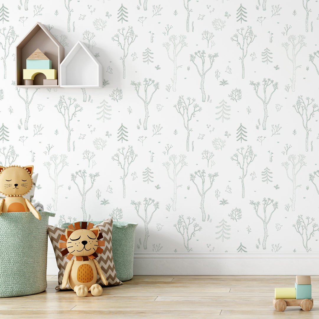 Papier peint Forêt d'arbres verts