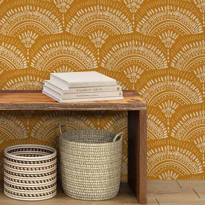 Papier peint éventail africain orange