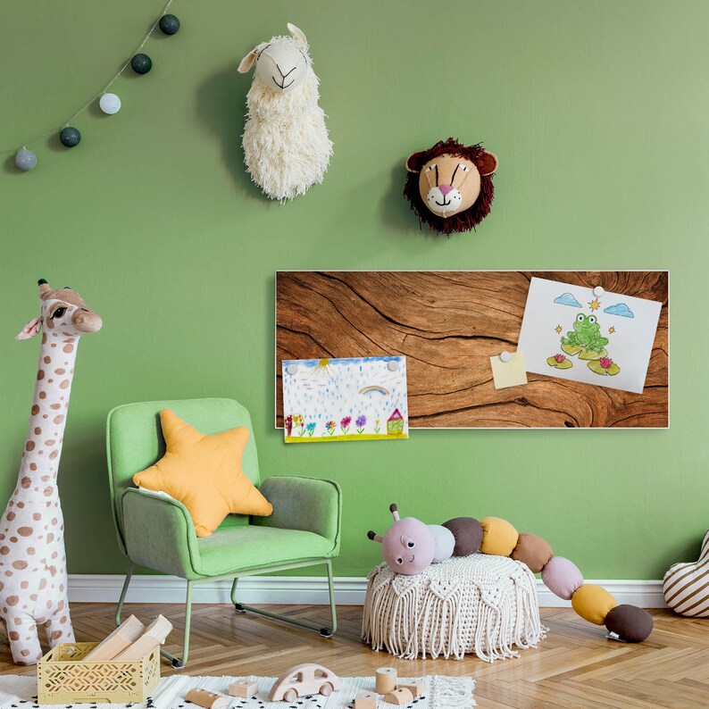 Tableau de messages magnétique mural motif bois sec