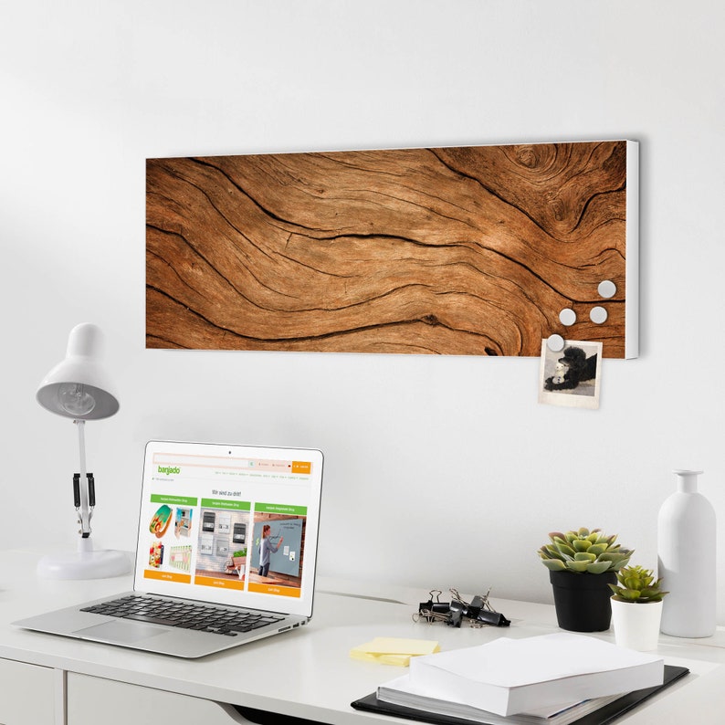 Tableau de messages magnétique mural motif bois sec