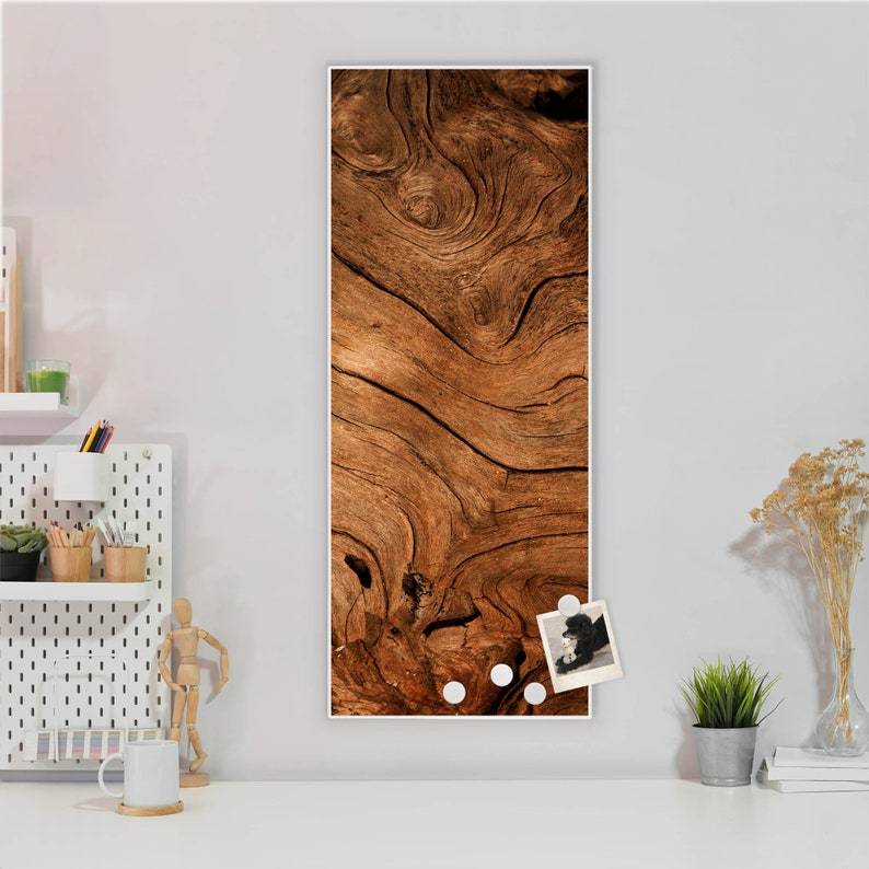 Tableau de messages magnétique mural motif bois sec