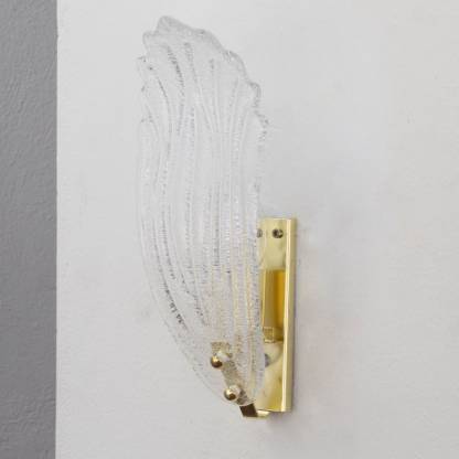 Ensemble de deux appliques murales en verre, en forme de feuille