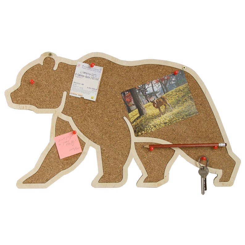 Tableau de messages mural liège moderne forme ours souvenirs